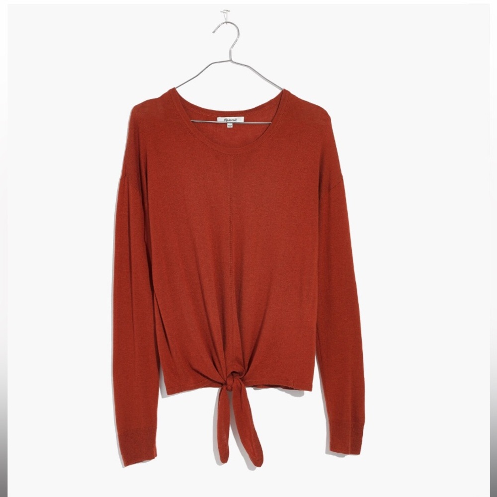 MOVING SALE | New Women’s Madewell Modern Tie-Front Sweater in Rust, Size XL - Picture 5 of 8